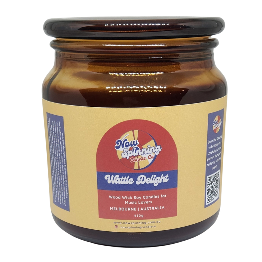 Brown glass jar with a label on a white background