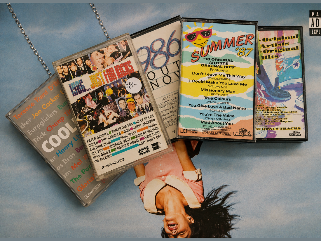 Nostalgic cassette tapes representing the evolution from mixtapes to modern music playlists